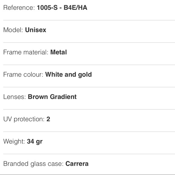 Carrera CA 1005 Sunglasses 0B4E White Gold Oversized Sunglasses - Picture 3 of 4